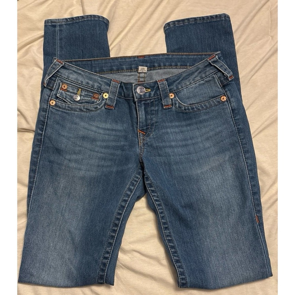 True Religion Women's Medium Wash Skinny Straight Jeans,‎ Size 27